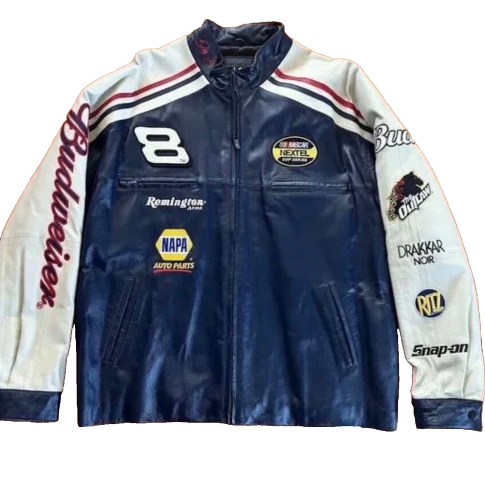 Vtg Dale Earnhardt Jr Wilsons Leather Jacket XL Large Chase Budweiser NASCAR